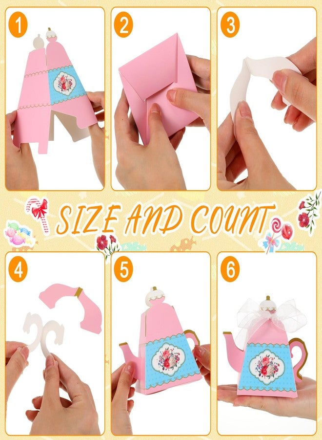 Qilery 72 Pcs Tea Party Favor Boxes Vintage Teapot Candy Boxes Floral Teapot Gift Supplies for Baby Shower Birthday Garden Wedding Decoration(Elegant Color) - Image 3